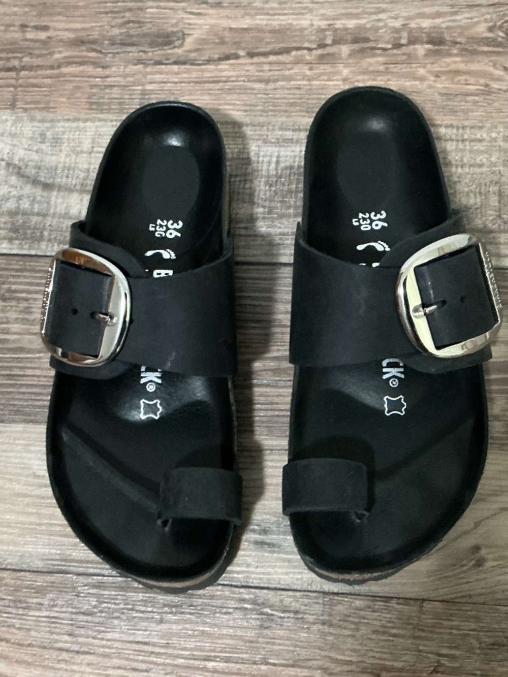 Birkenstock Miramar Big Buckle Black Leather Sandals - 36